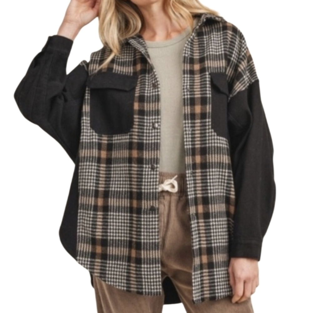 Sadie & Sage Perfect Oversized Impression Shacket Size Small In EUC